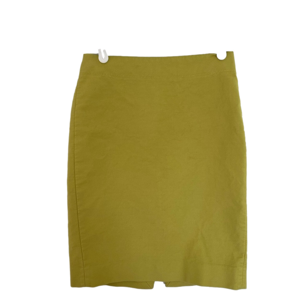 J. Crew Women’s Dull Green Classy Pencil Mini Skirt with Back Slit in Size 0